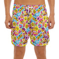 Smiley Faces Emoji Pattern Print Men's Split Running Shorts