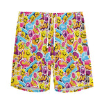 Smiley Faces Emoji Pattern Print Men's Sports Shorts