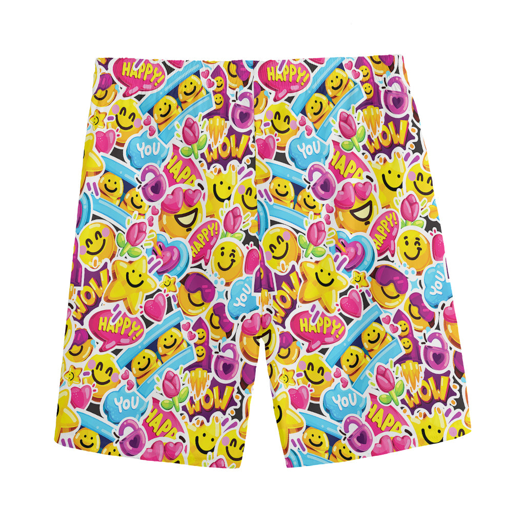 Smiley Faces Emoji Pattern Print Men's Sports Shorts