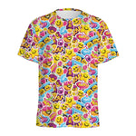 Smiley Faces Emoji Pattern Print Men's Sports T-Shirt