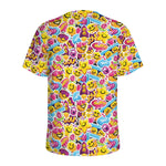 Smiley Faces Emoji Pattern Print Men's Sports T-Shirt