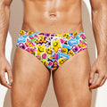 Smiley Faces Emoji Pattern Print Men's Swim Briefs