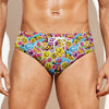 Smiley Faces Emoji Pattern Print Men's Swim Briefs