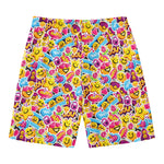 Smiley Faces Emoji Pattern Print Men's Swim Trunks