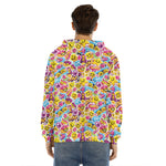 Smiley Faces Emoji Pattern Print Men's Velvet Pullover Hoodie