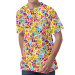 Smiley Faces Emoji Pattern Print Men's Velvet T-Shirt