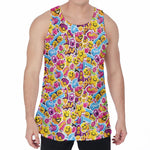 Smiley Faces Emoji Pattern Print Men's Velvet Tank Top