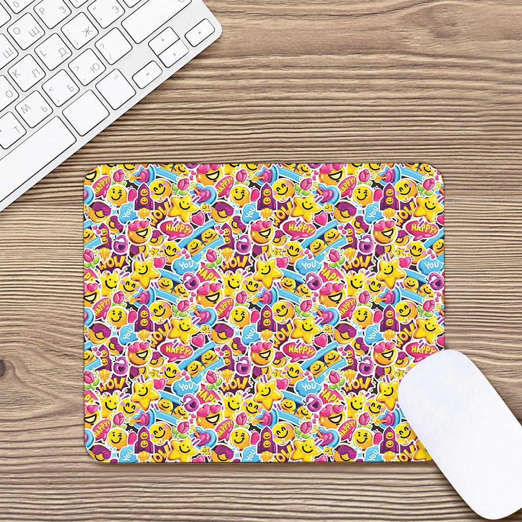 Smiley Faces Emoji Pattern Print Mouse Pad