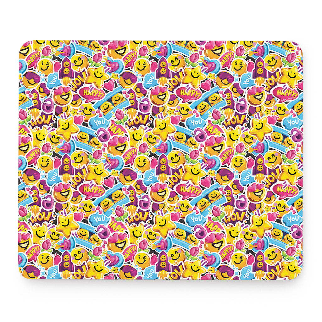 Smiley Faces Emoji Pattern Print Mouse Pad