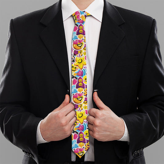 Smiley Faces Emoji Pattern Print Necktie