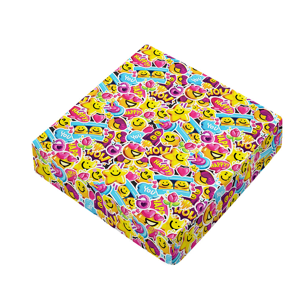 Smiley Faces Emoji Pattern Print Outdoor Seat Cushion Cover