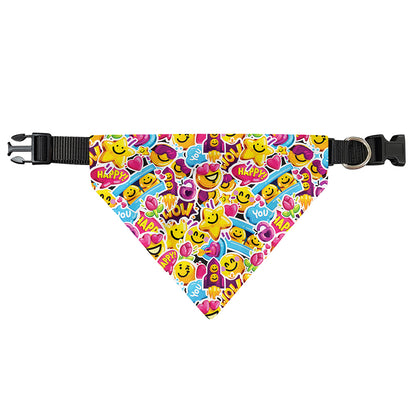 Smiley Faces Emoji Pattern Print Over The Collar Dog Bandana