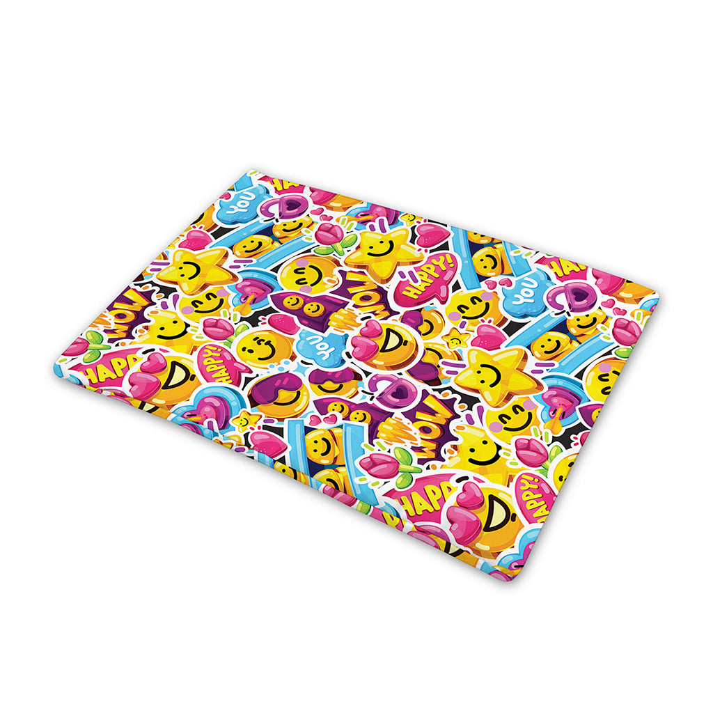 Smiley Faces Emoji Pattern Print Pet Cooling Mat Cover