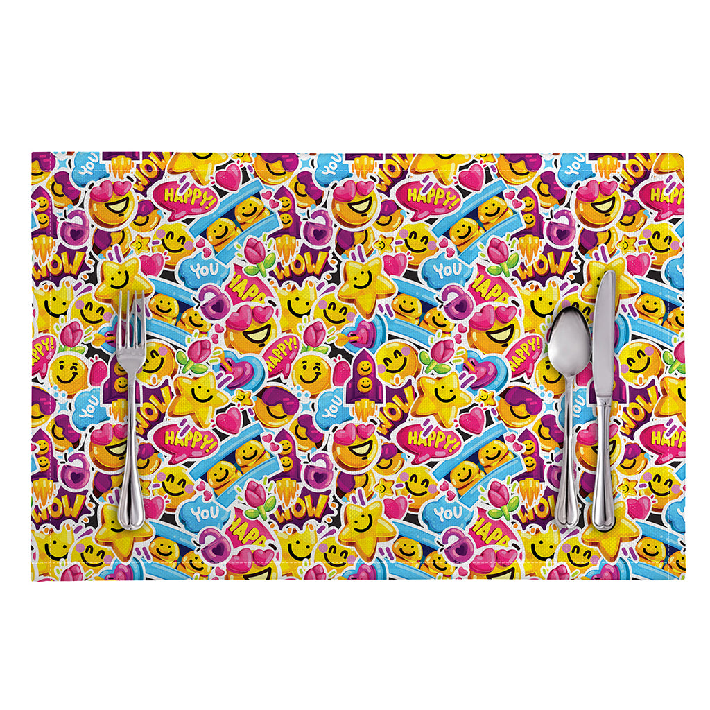 Smiley Faces Emoji Pattern Print Placemat