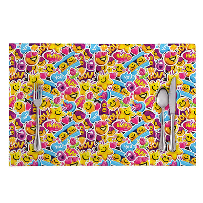 Smiley Faces Emoji Pattern Print Placemat