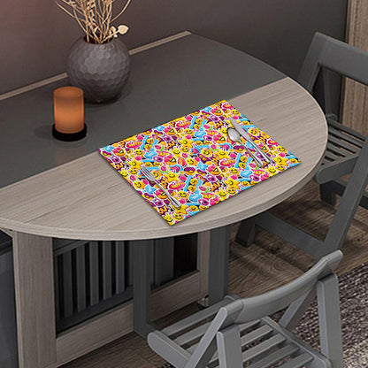 Smiley Faces Emoji Pattern Print Placemat