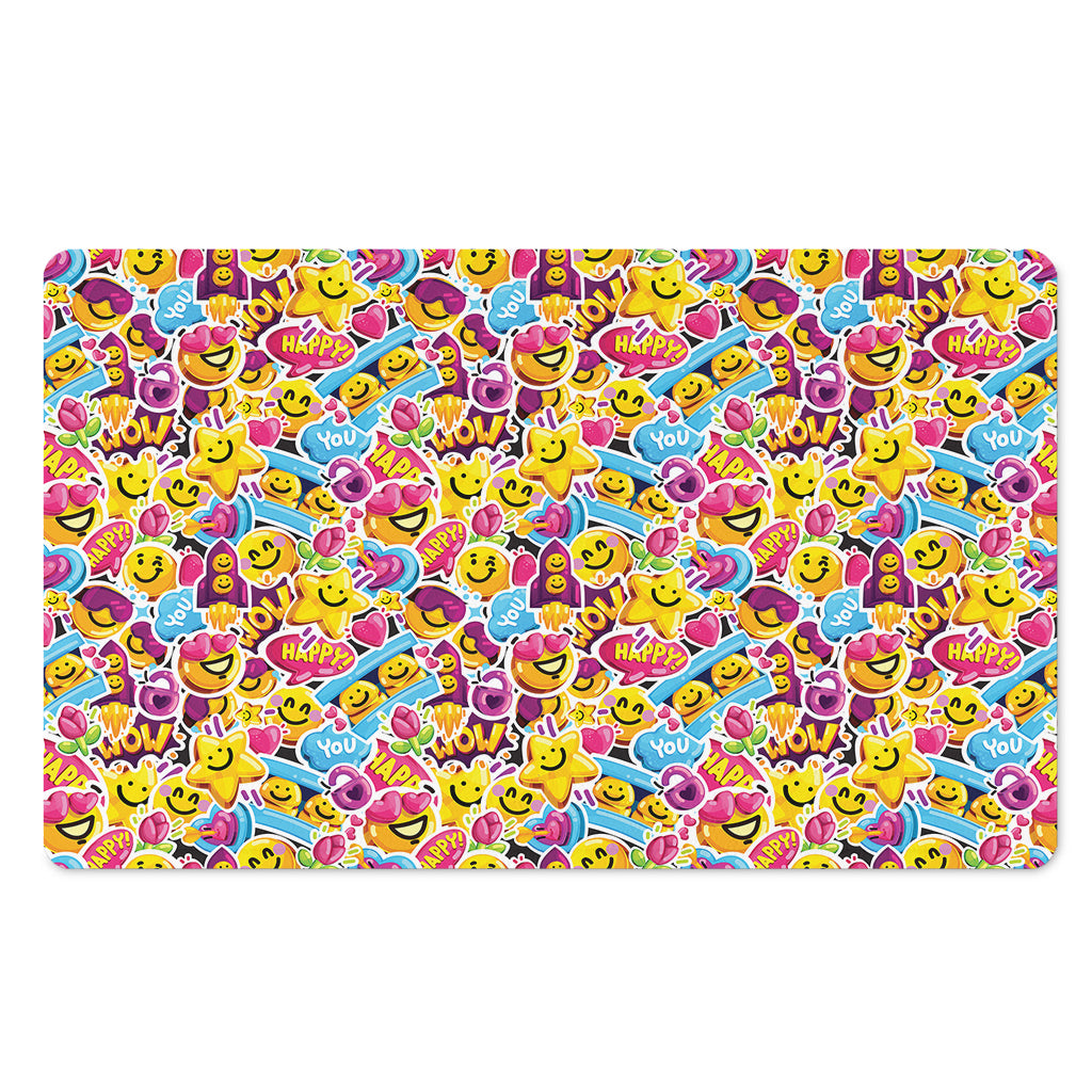 Smiley Faces Emoji Pattern Print Polyester Doormat