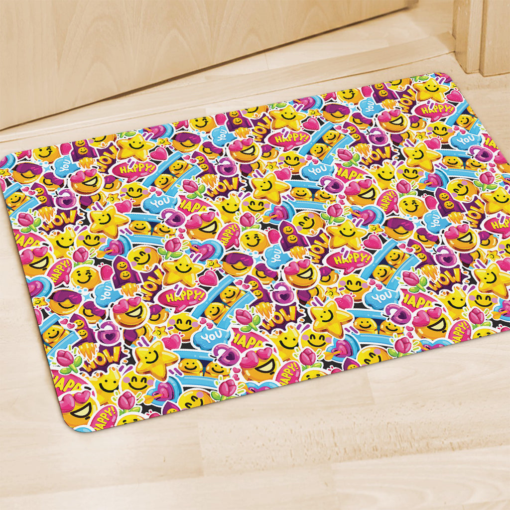 Smiley Faces Emoji Pattern Print Polyester Doormat