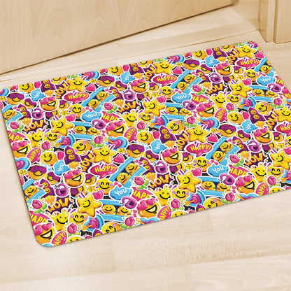 Smiley Faces Emoji Pattern Print Polyester Doormat