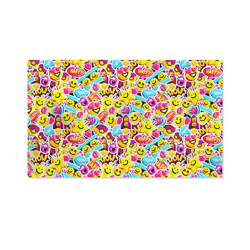 Smiley Faces Emoji Pattern Print Polyester Flag