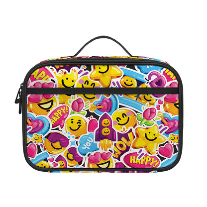 Smiley Faces Emoji Pattern Print Portable Lunch Bag