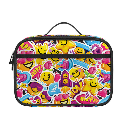 Smiley Faces Emoji Pattern Print Portable Lunch Bag