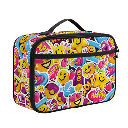 Smiley Faces Emoji Pattern Print Portable Lunch Bag