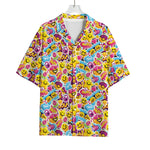 Smiley Faces Emoji Pattern Print Rayon Hawaiian Shirt