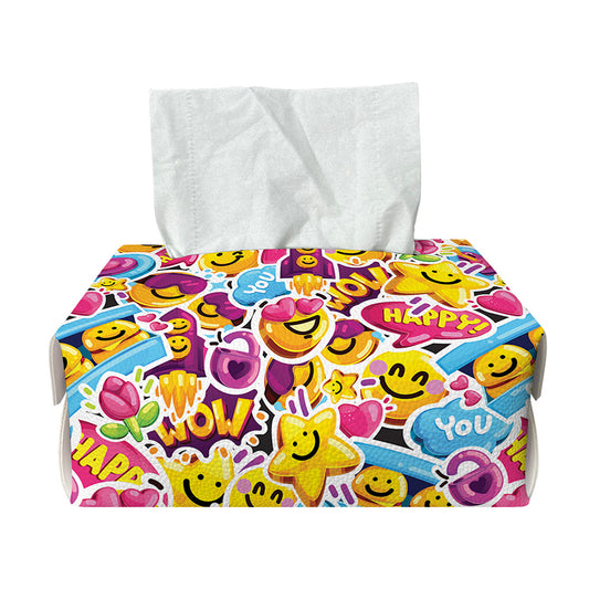 Smiley Faces Emoji Pattern Print Rectangle Tissue Box Cover