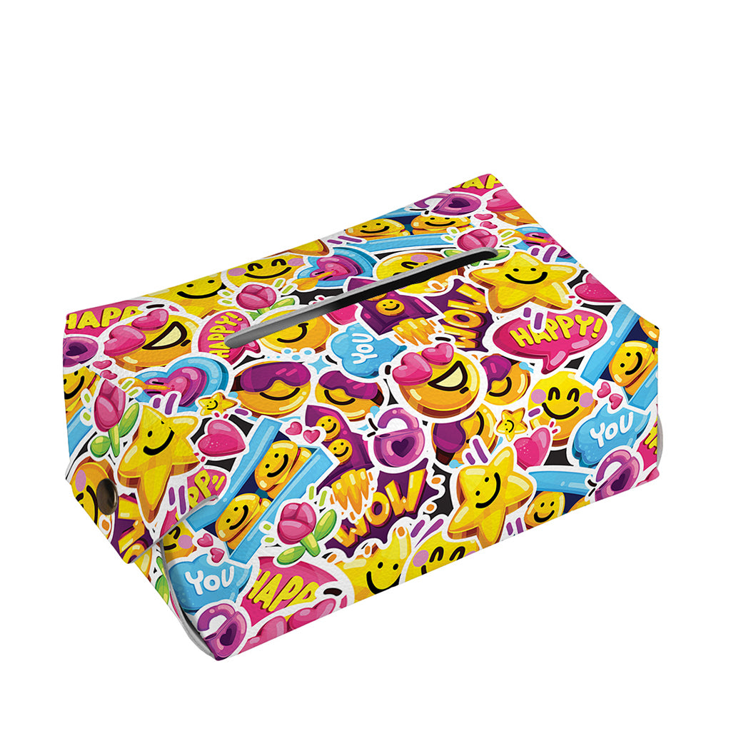 Smiley Faces Emoji Pattern Print Rectangle Tissue Box Cover