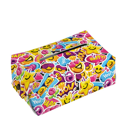 Smiley Faces Emoji Pattern Print Rectangle Tissue Box Cover