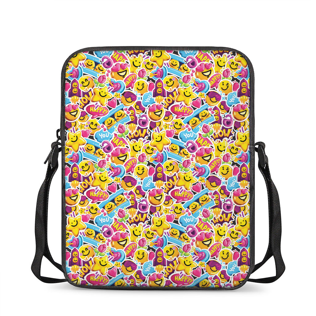 Smiley Faces Emoji Pattern Print Rectangular Crossbody Bag