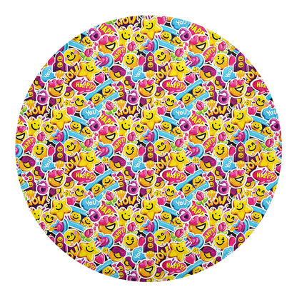 Smiley Faces Emoji Pattern Print Round Blanket