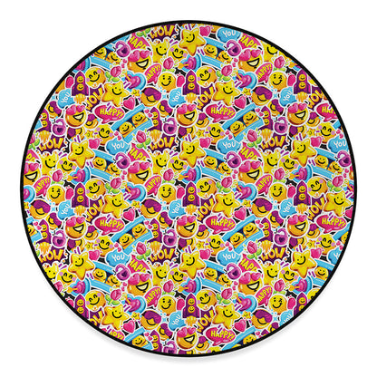 Smiley Faces Emoji Pattern Print Round Floor Mat