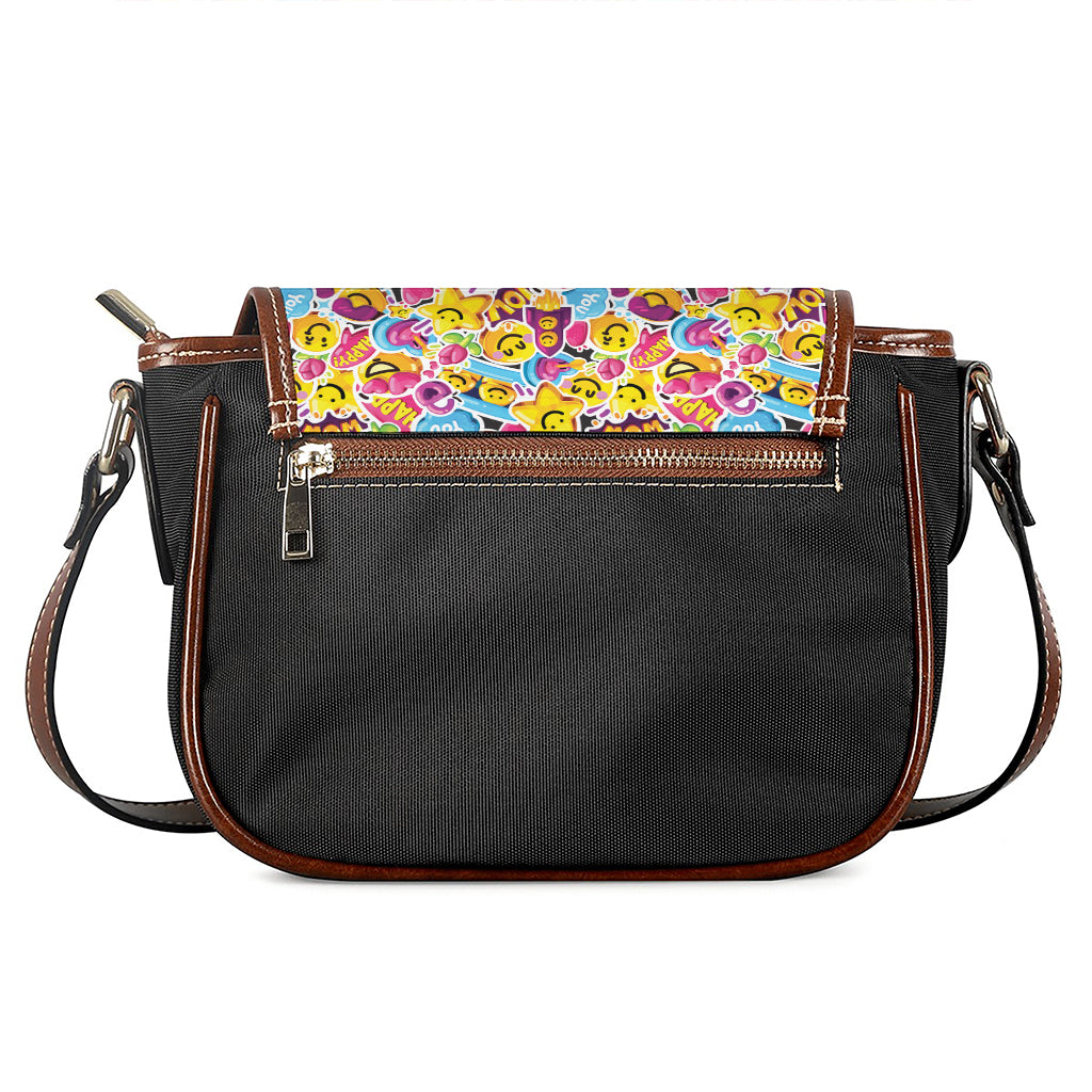 Smiley Faces Emoji Pattern Print Saddle Bag