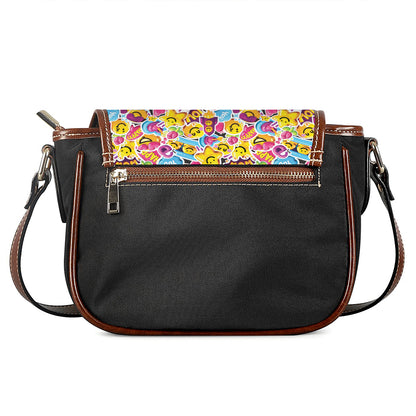 Smiley Faces Emoji Pattern Print Saddle Bag