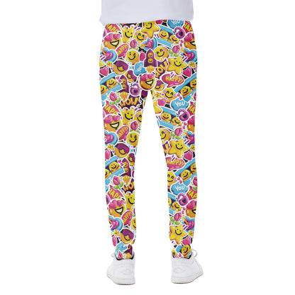 Smiley Faces Emoji Pattern Print Scuba Joggers