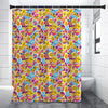 Smiley Faces Emoji Pattern Print Shower Curtain