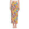 Smiley Faces Emoji Pattern Print Side Slit Maxi Skirt