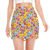 Smiley Faces Emoji Pattern Print Side Slit Mini Skirt