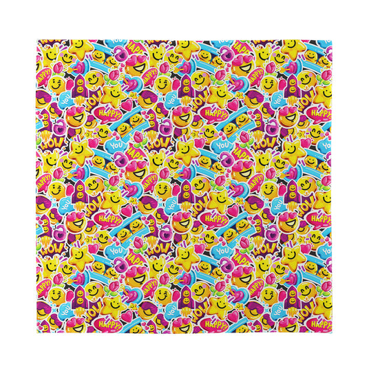Smiley Faces Emoji Pattern Print Silk Bandana