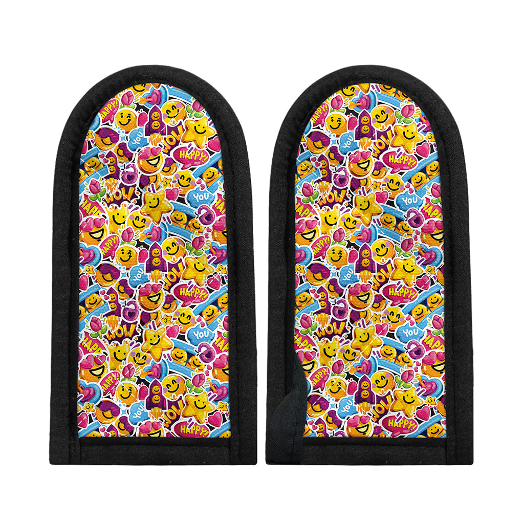 Smiley Faces Emoji Pattern Print Skillet Handle Cover