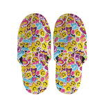 Smiley Faces Emoji Pattern Print Slippers