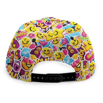 Smiley Faces Emoji Pattern Print Snapback Cap