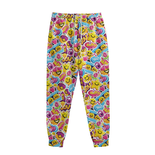 Smiley Faces Emoji Pattern Print Sweatpants