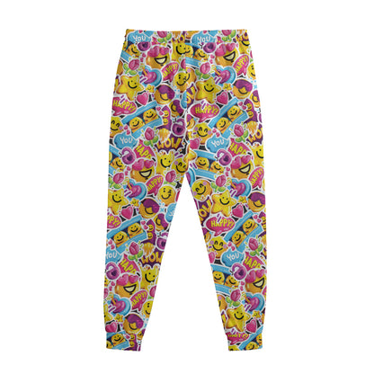 Smiley Faces Emoji Pattern Print Sweatpants