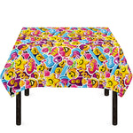 Smiley Faces Emoji Pattern Print Tablecloth
