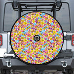 Smiley Faces Emoji Pattern Print Tire Cover With Camera Hole