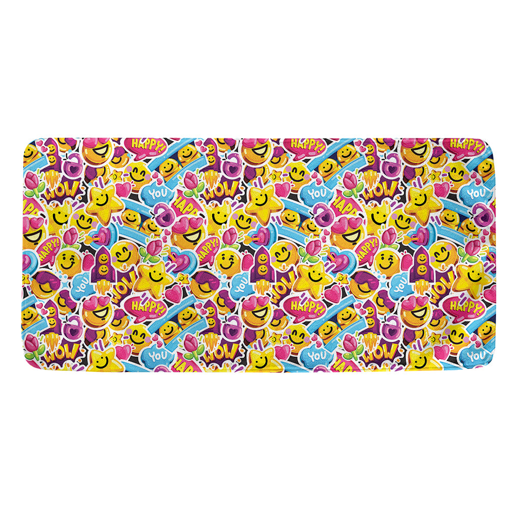Smiley Faces Emoji Pattern Print Towel