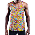 Smiley Faces Emoji Pattern Print Training Tank Top